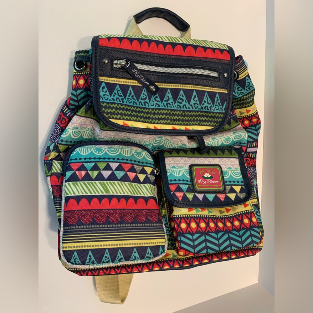 Lily Bloom Riley Backpack Geometric Stripe Jam Medium 12 X 12 Colorful